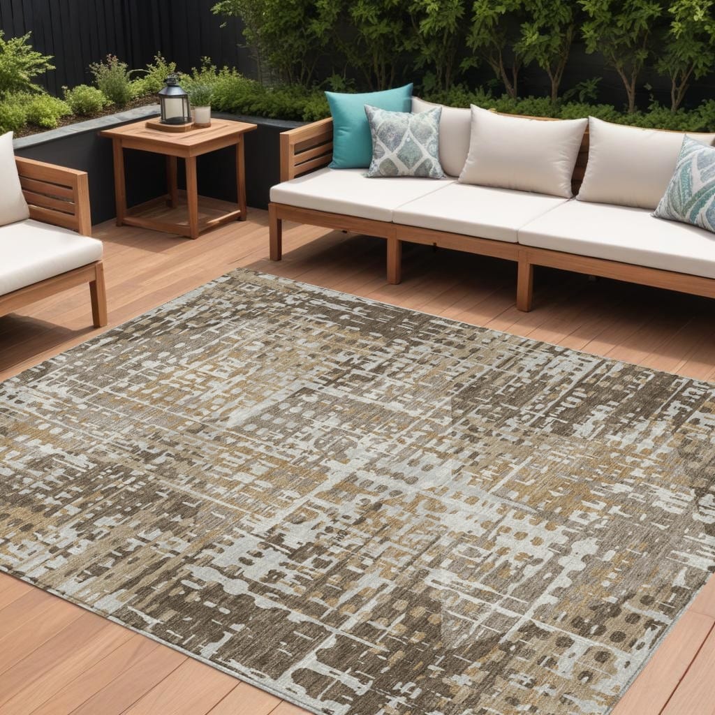 HomeRoots Geometric Transitional Rectangle Outdoor Rug