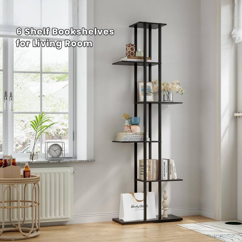 6-Tier Bookshelf - 9.4 x 20.8 x 62.2 inches
