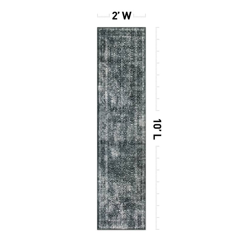 World Rug Gallery Transitional Bohemian Distressed Washable Non Slip Area Rug