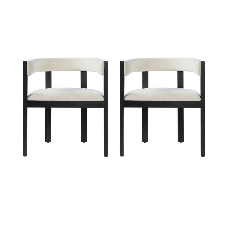 Christopher Knight Home - Dawson Modern Dining Arm Chair Set with Sculpted Comfort and Solid Wood Support - Beige+Black - Set of 2