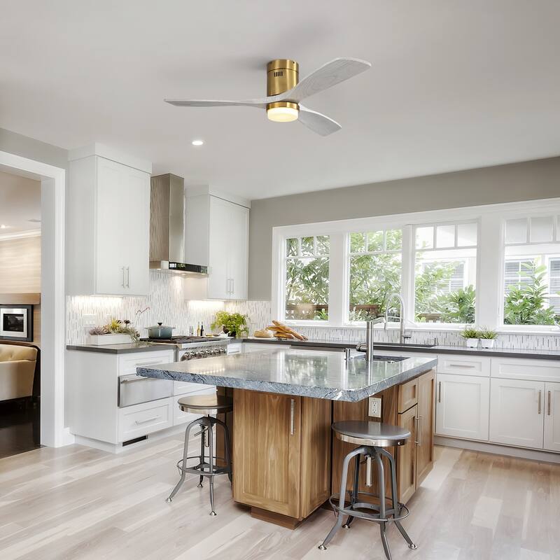 Sofucor 52"Solid Wood Modern,Farmhouse Indoor Ceiling Fan Chandelier with Remote,Adjustable light,Smart Optional