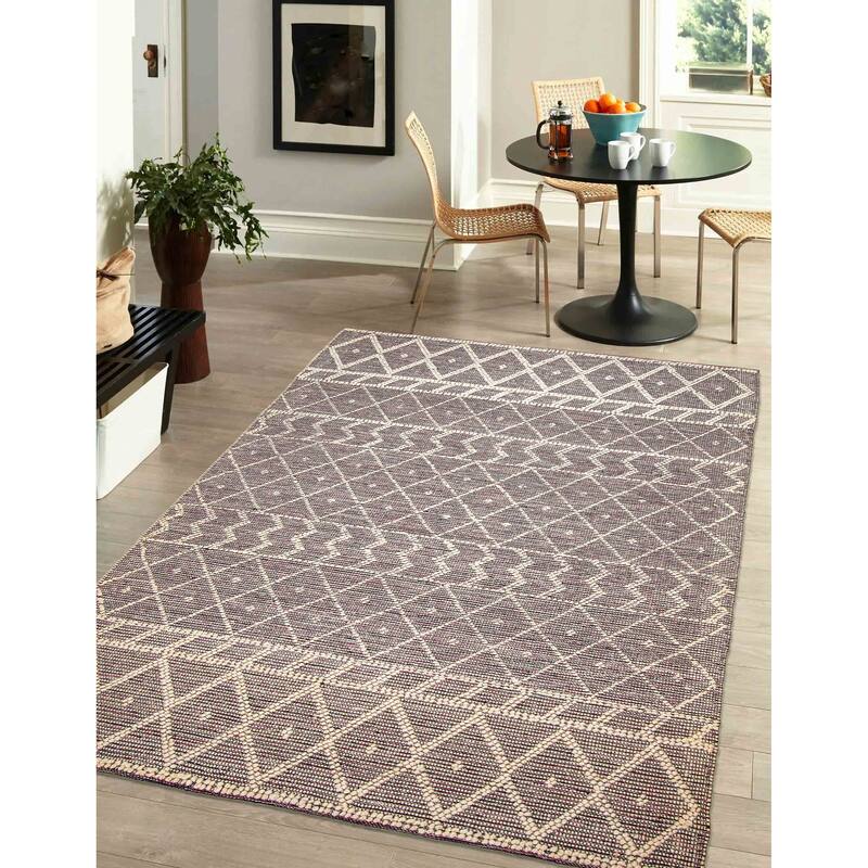 ECARPETGALLERY Braid weave Sienna Pink Wool Rug - 6'1 x 9'5