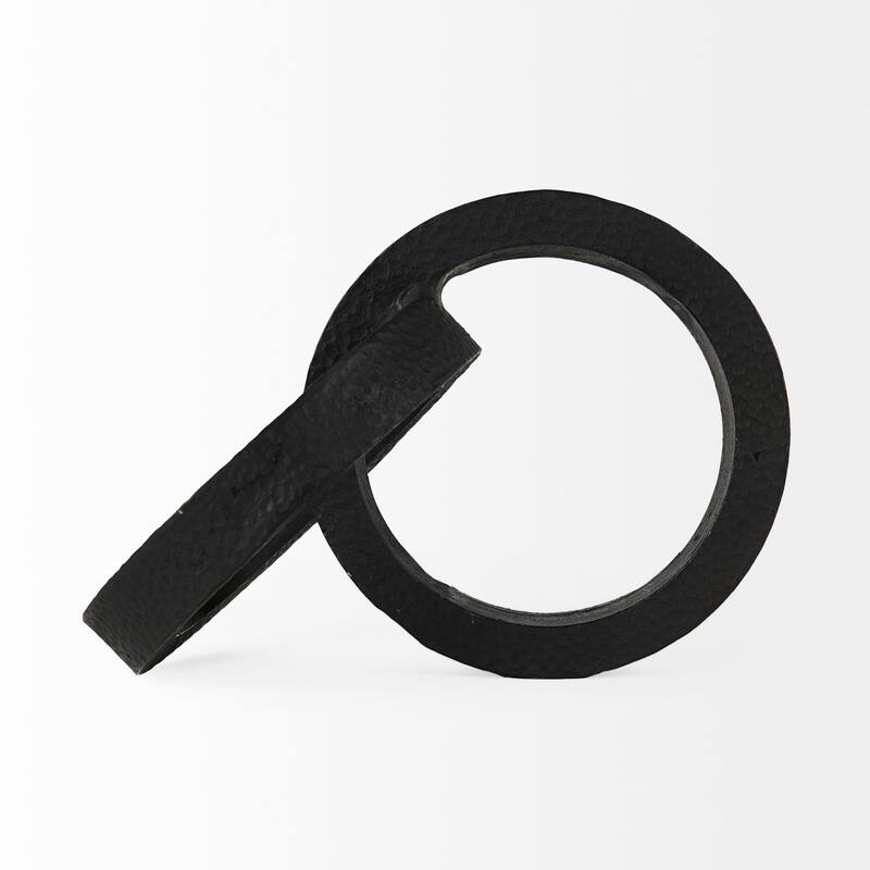 Rafiki 7.9L x 5.9W x 5.9H Two Blackened Hammered Finish Metal Conjoined Circles