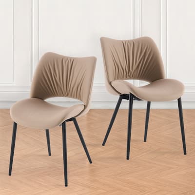 Modern PU Leather Dining Chairs Set of 2, Upholstered Kitchen Chairs
