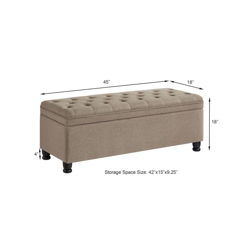 Upholstered Tufted Button Storage Ottoman Bench
