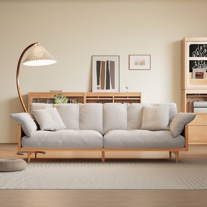 JASIWAY Modern 3-Seat Upholstered Cotton Linen Sofa