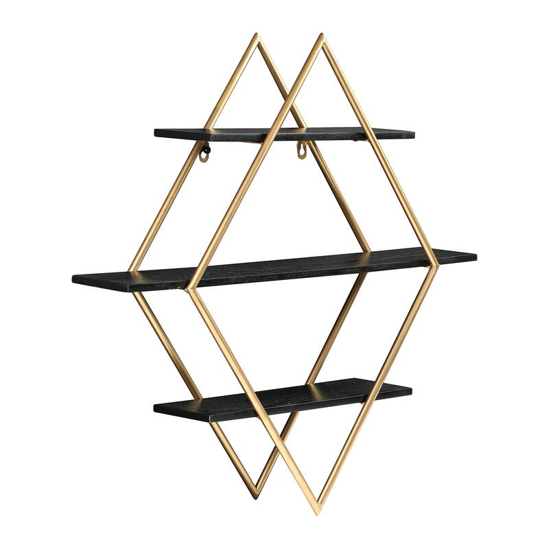 Wood and Iron Diamond Wall Shelf