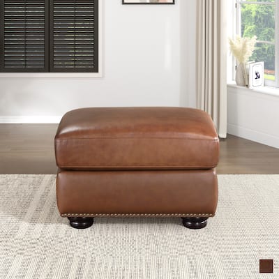 Fowler Leather Match Ottoman