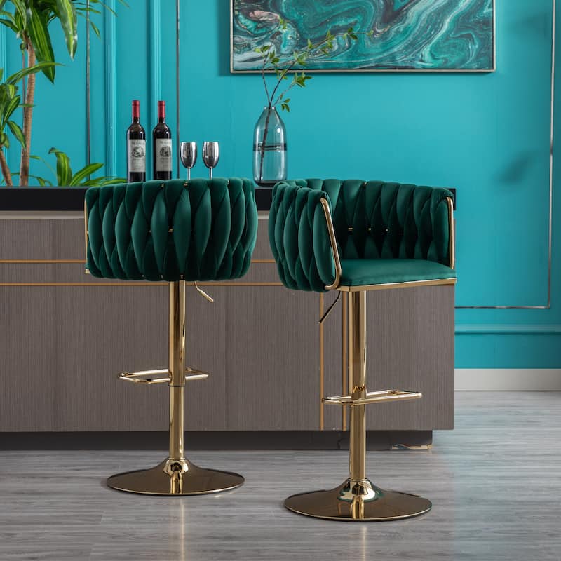 Counter Height Bar Stools Set of 2, Swivel Armless Chairs with Height Adjustable, Kitchen Island Chairs with Chrome Footrest
