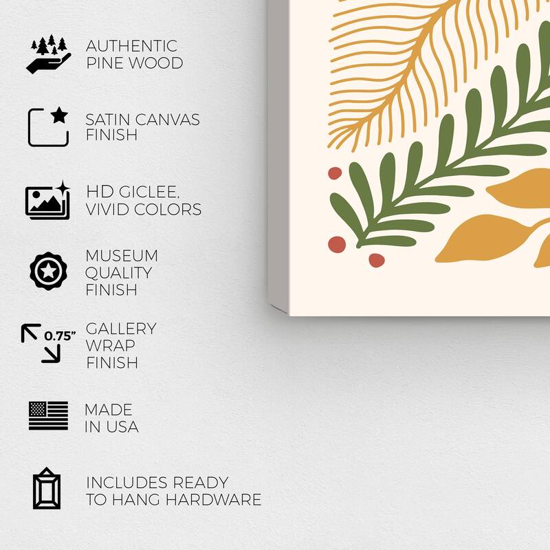 Wynwood Studio Canvas Holiday and Seasonal Fresh Leaves Greetings Season Gold Modern & Contemporary Wall Art Canvas Print