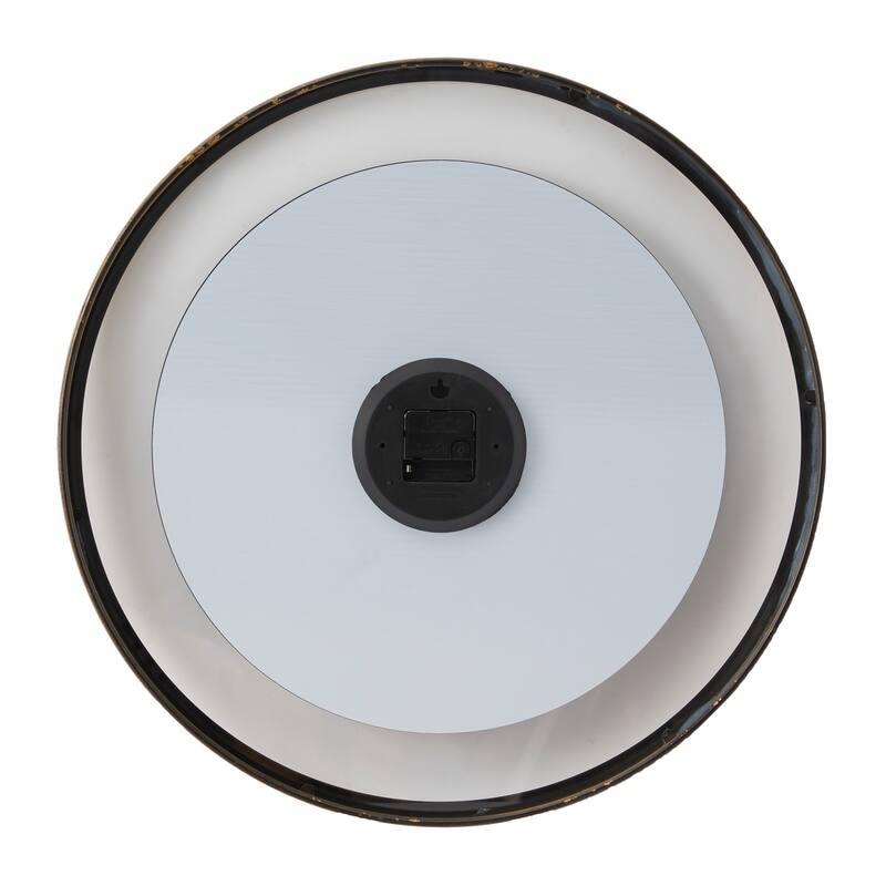 Black Metal Decorative Wall Clock with Gold Accents