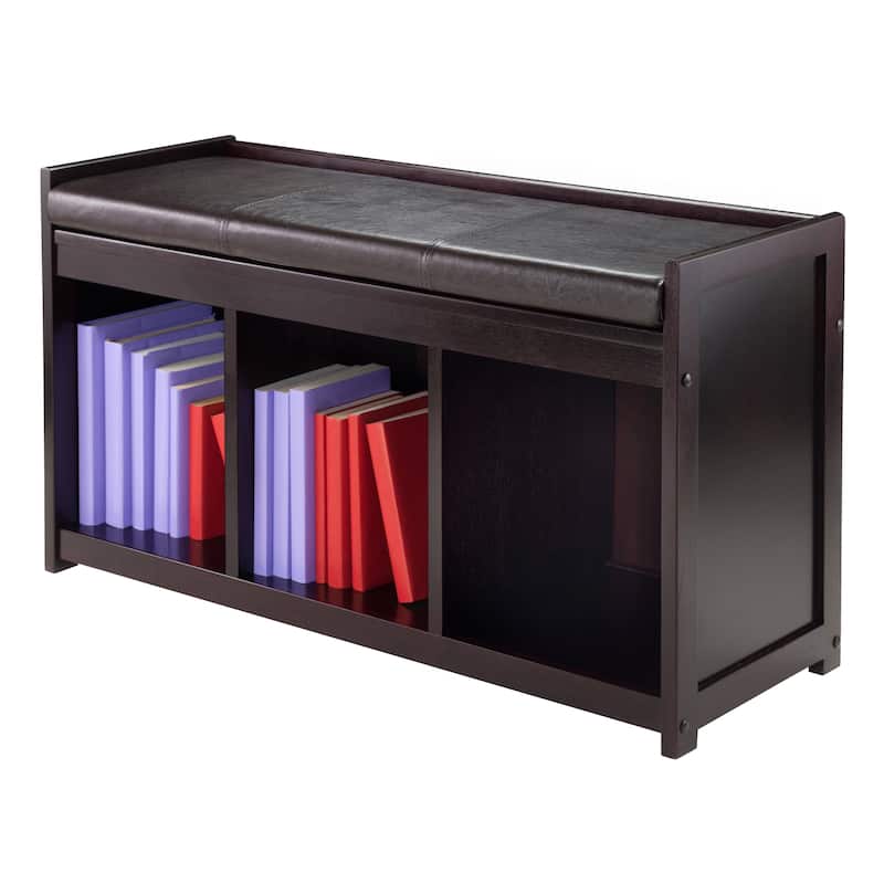 Addison 2-Pc Storage Bench with Seat Cushion, Espresso - 37.5"W x 13.5"D x 20.87"H