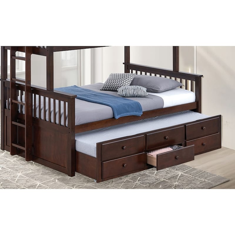 Twin-over-Full Wood Bunk Bed with Underbed Drawers