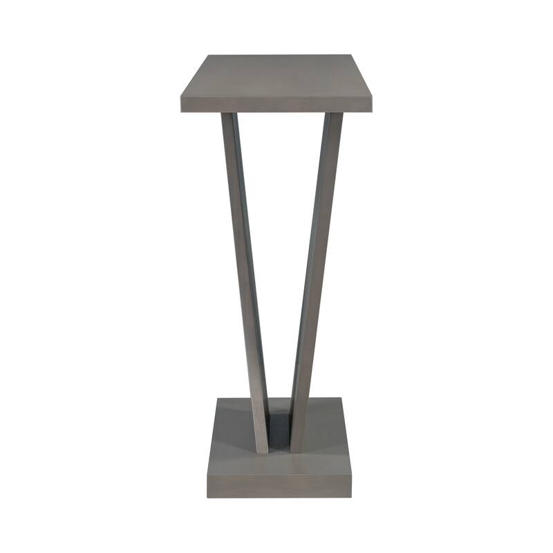 59.8" MDF Console Table With Natural Wood Veneer with V-Shaped Base for Living Room
