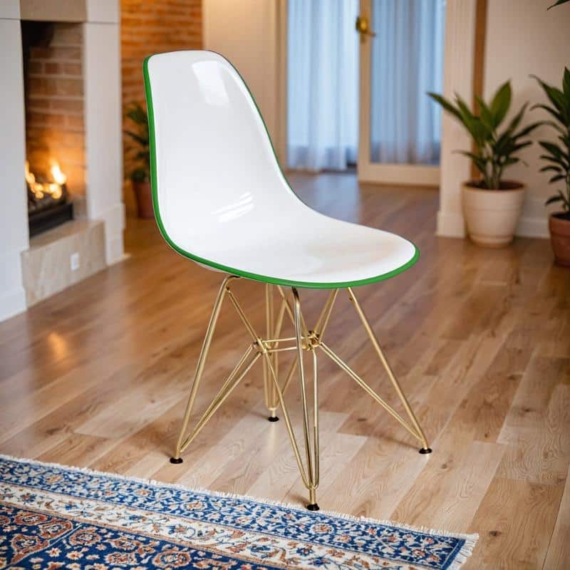 Crescro Ergonomic Curved Back Acrylic Dining Chair in Gold Steel Frame Side Banquet Chair for Home Office Living Room & Kitchen