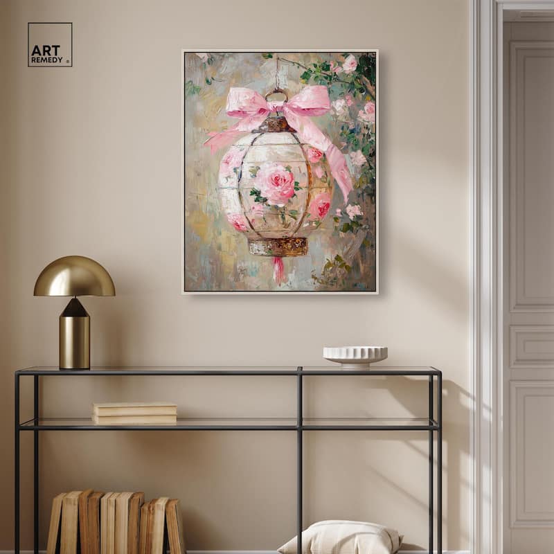 Rose Garden Lantern Canvas by Art Remedy