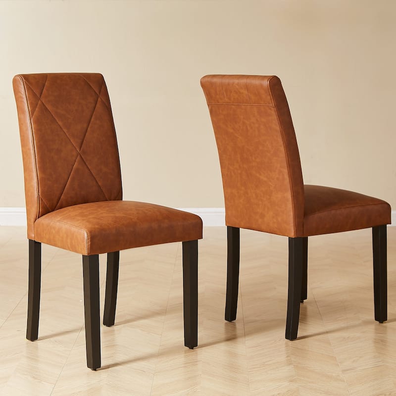 Javlergo Dining Chairs Set of 2/4/6, Upholstered Kitchen Chairs Dining Room Side Chair with Padded Seat Back - Set of 2 - Brown