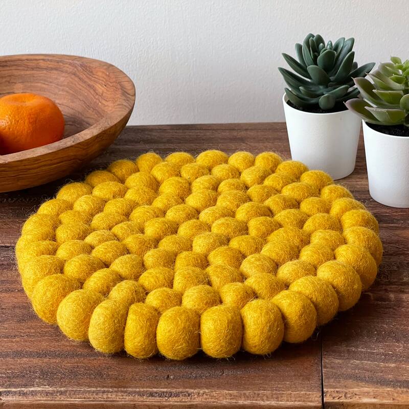 Handcrafted Felt Trivet & Coaster Set, Rose Quartz