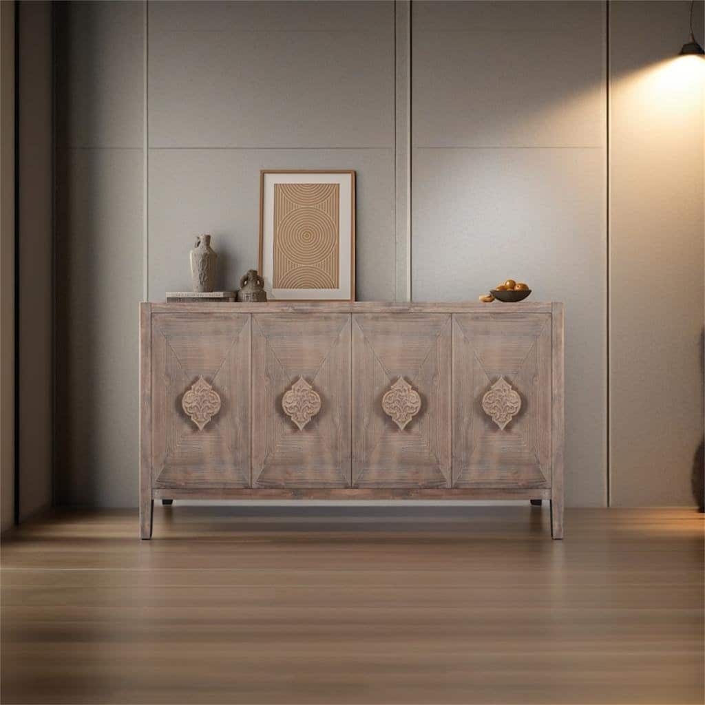 Antique Four Door Cabinet for Living Room Kitchen Hallway