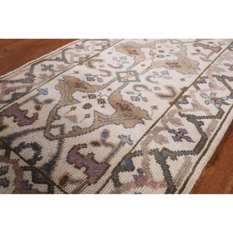 Oushak Oriental Runner Rug Hand-Knotted Wool Carpet - 2'7" x 7'8"