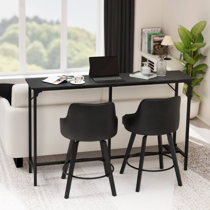 63'' Counter Height Bar Dining Table with Metal Frame , Pub Sofa Table for Kitchen and Living Room - N/A