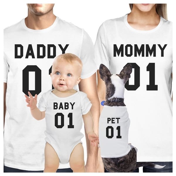 Shop Family White Matching Shirts Dad Mom Son Daughter Pet Family