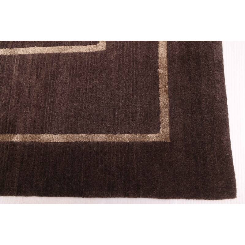 ECARPETGALLERY Hand-knotted Opulence Dark Brown Silk, Wool Rug - 8'1 x 10'1