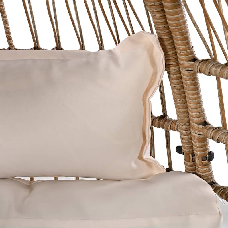 Nestfair Rattan Egg Patio Chair Swivel Chair with Rocking