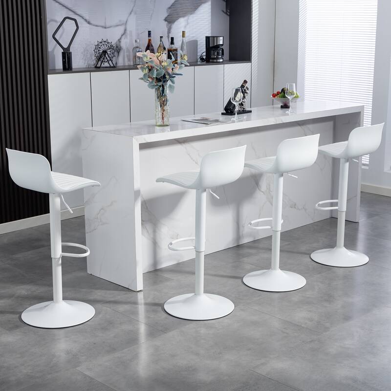 Counter Height Bar Stools Set of 2, Height Adjustable Swivel Bar Stools, Armless PU Leather Kitchen Island Chairs