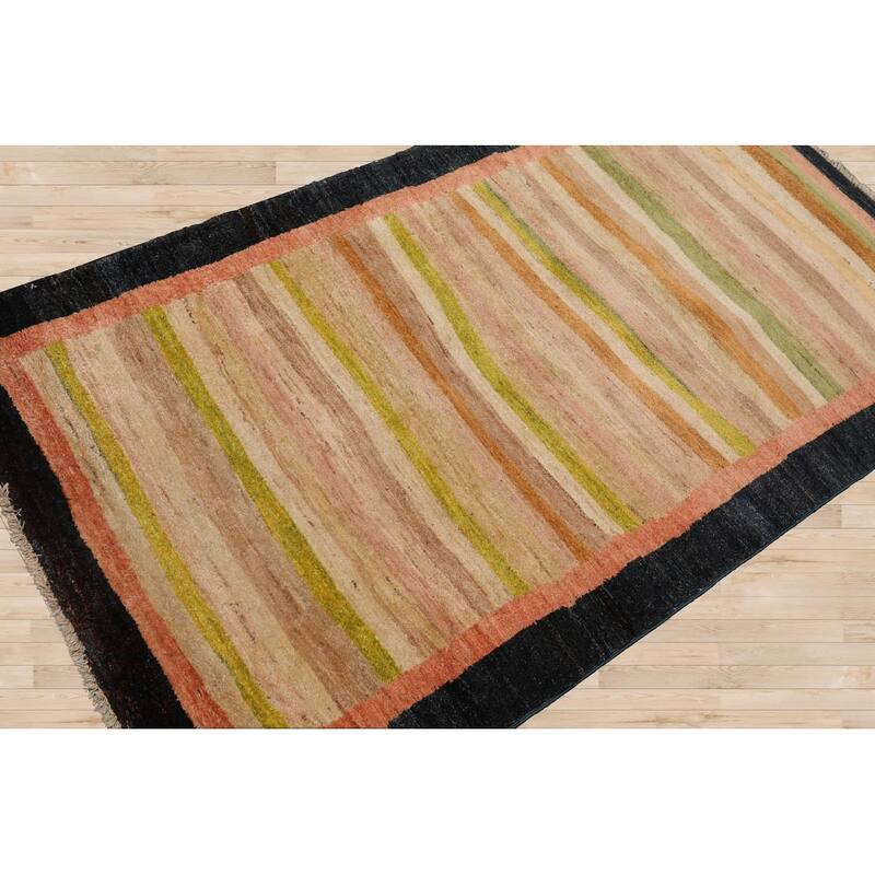 4x6 Hand Knotted Peshawar Beige Wool Modern Oriental Area Rug - 3' 6'' x 6' 2''