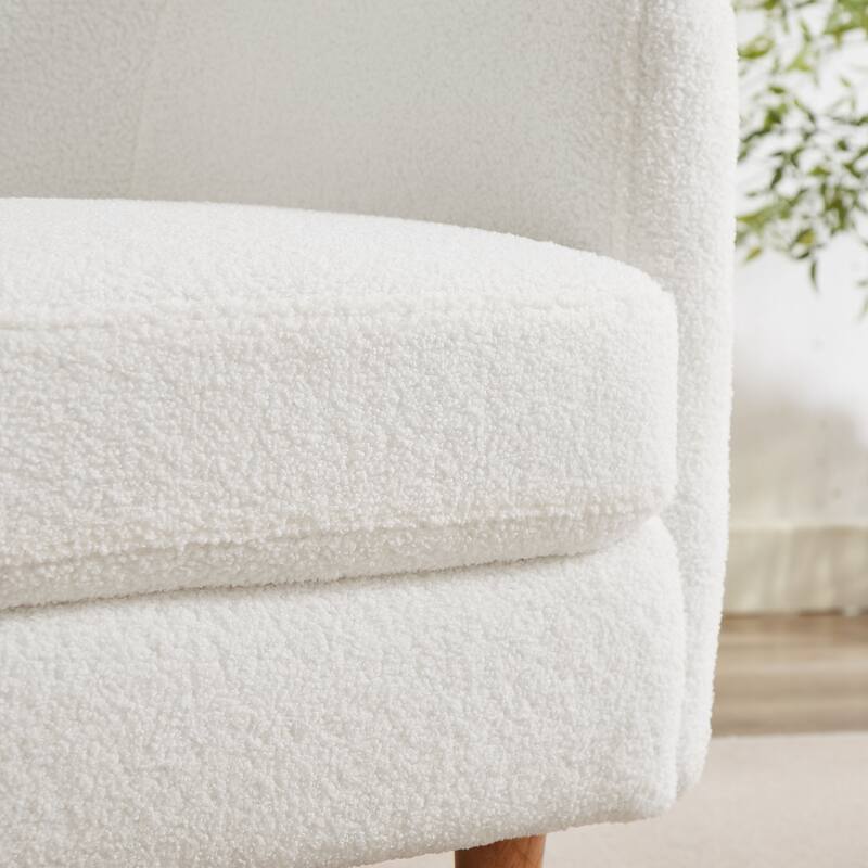 VANOMi 28.34'' Accent Armchair, Velvet Barrel Chair with Solid Wood Legs