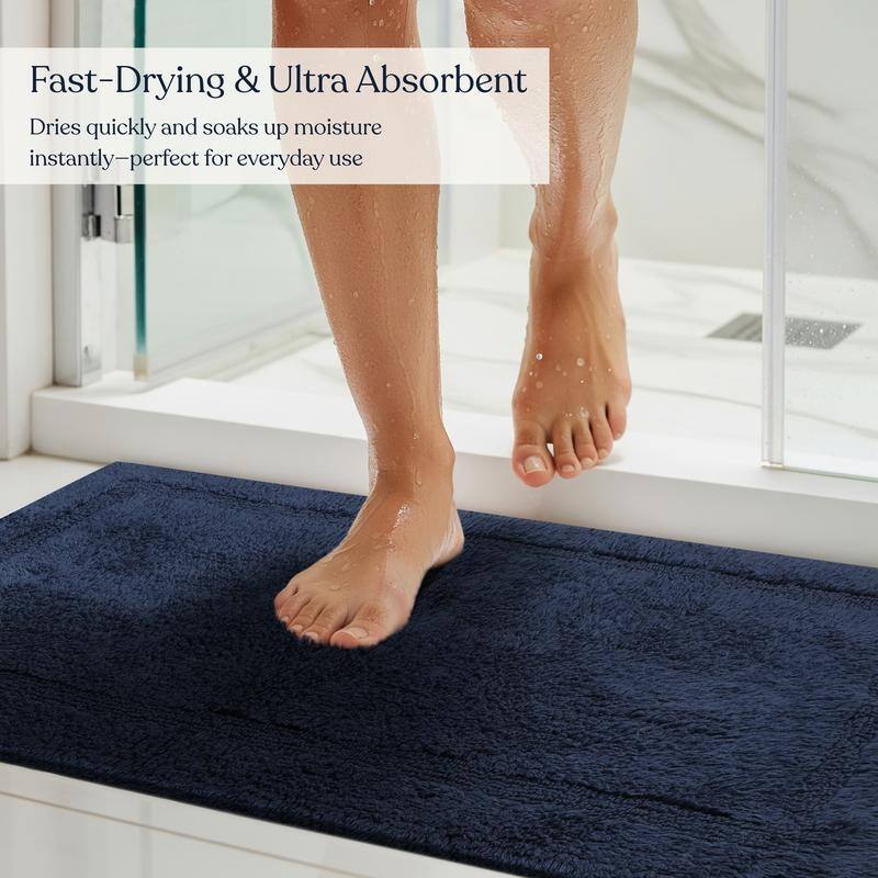 Delara Organic Cotton Reversible Bath Mat, 3000 GSM, GOTS Certified, Ultra-Thick & Super Absorbent, Quick-Drying Bathroom Rug