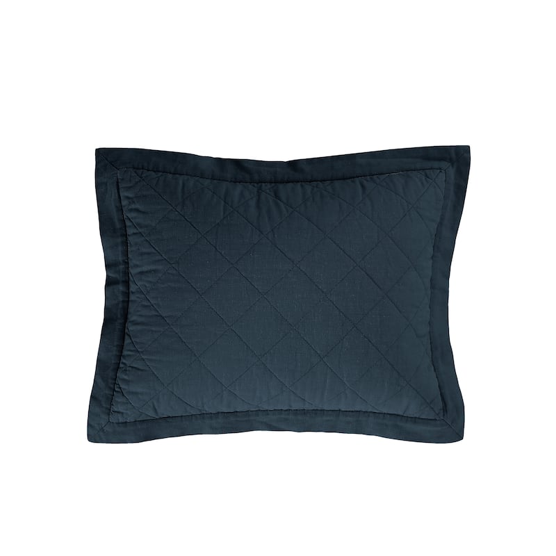 HiEnd Accents Linen Cotton Diamond Quilted Boudoir Pillow, 12"x16" - Navy