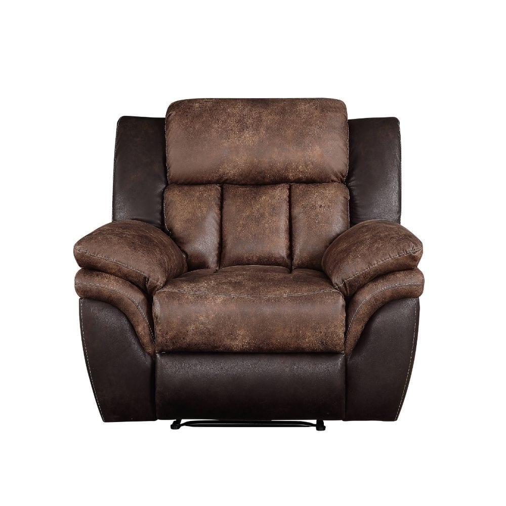 Microfiber Upholstered Recliner in Toffee and Espresso Finish