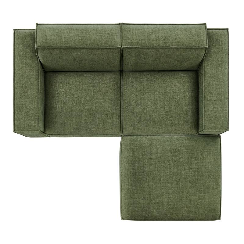 Restore 3-Piece Performance Fabric Upholstered Modular Loveseat with Ottoman