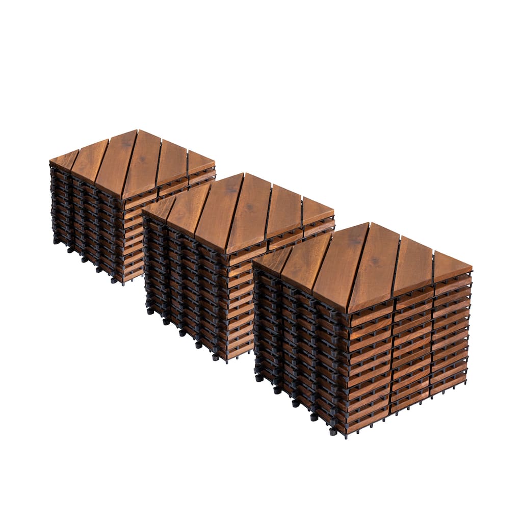 27 PCS Interlocking Deck Tiles Diagonal Pattern Outdoor Decking For Garden