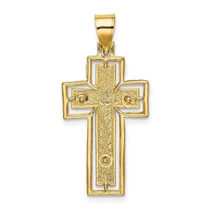 Curata 14k Yellow or White Gold Textured Crucifix Framed Cross Necklace 15mm x 31.4mm