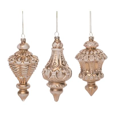 Transpac Glass White/Silver Ornament Set of 3 Home Decorations Christmas