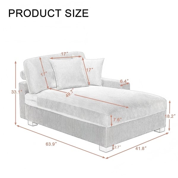 Modern Corduroy Indoor Chaise Lounge Couch with Pillows