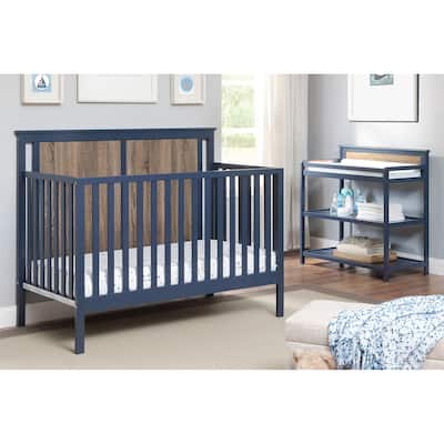 Connelly 4-in-1 Convertible Crib Midnight Blue/Vintage Walnut - Blue+Brown
