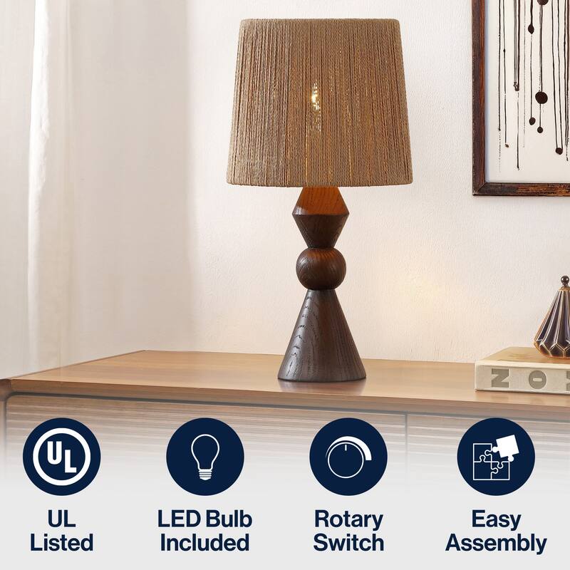 Orbic Taper 23.5" Resin/Metal LED Table Lamp with Paper Rope Shade, By JONATHAN Y