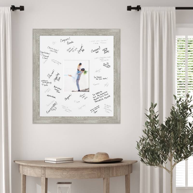 Dove Signature Mat Picture Frame - Autograph Photo Frame Guest Book Alternative for Weddings, Graduations, or Retirement