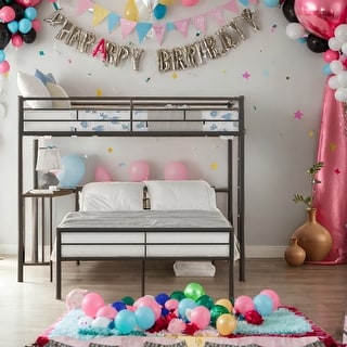 Versatile Use Twin Over Full Metal Bunk Bed with Desk