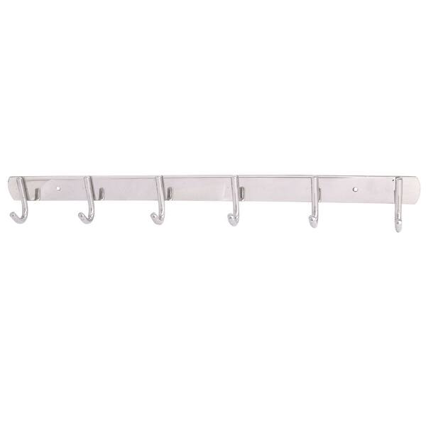 Shop Home Stainless Steel 6 Hooks Wall Mounted Clothing Jacket Hanging Hook Rack Rail Overstock 18682704