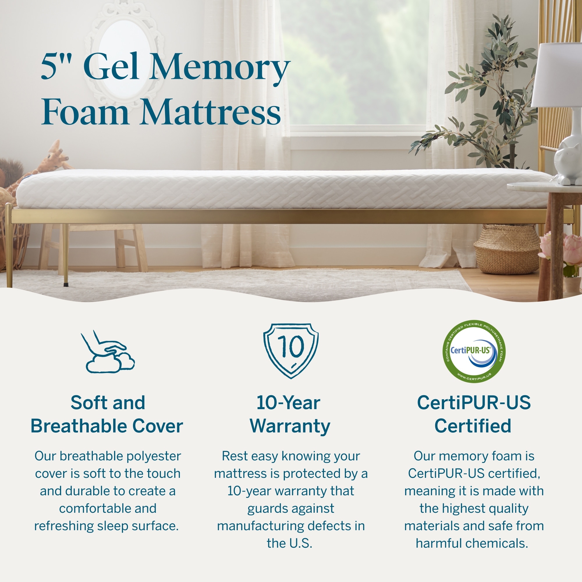 Lucid Comfort Collection 5 inch Gel Memory Foam Mattress Firm Feel