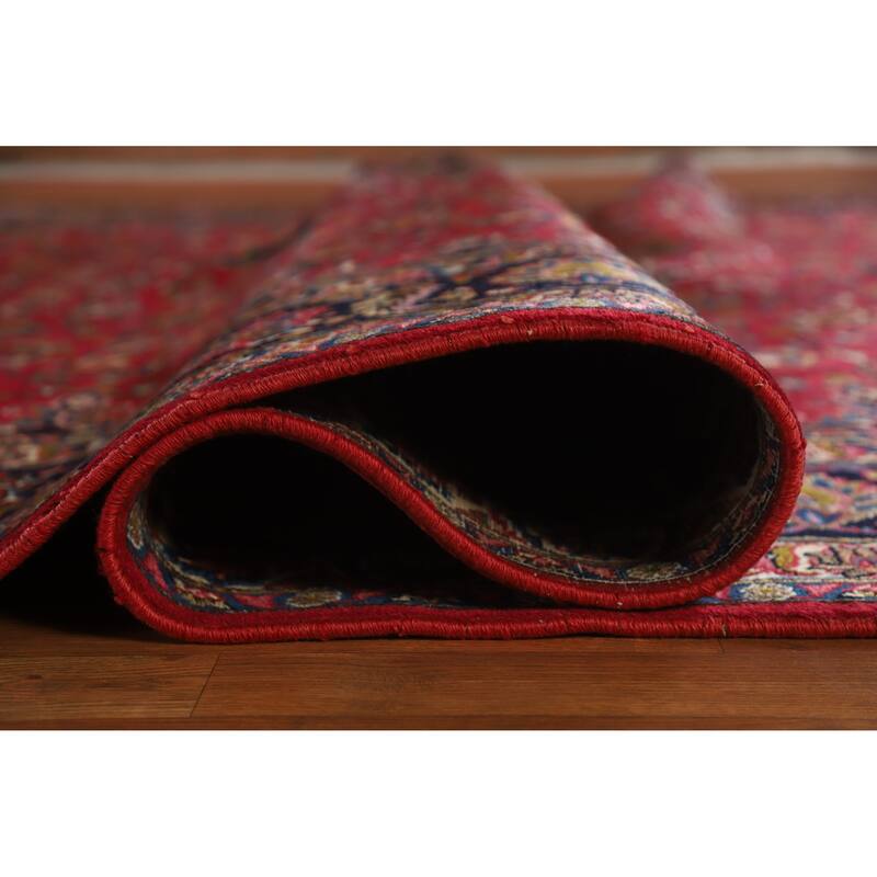 Hand Knotted Oriental 100% Wool Carpet Traditional Floral Red Mashad Area Rug - 15' 1'' X 10' 0''