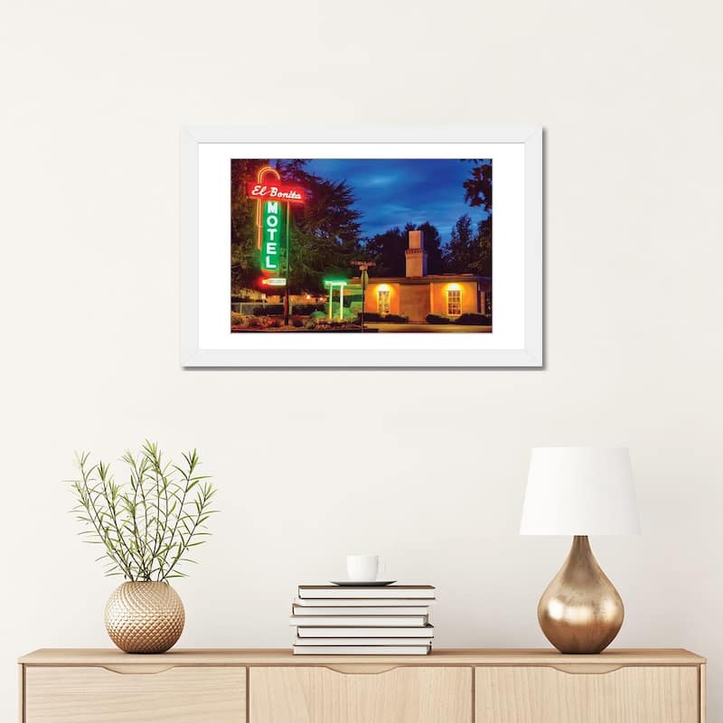 iCanvas "Neon Lights Of A Roadside Motel, El Bonita, St Helena, Napa Valley, California" by George Oze PFA