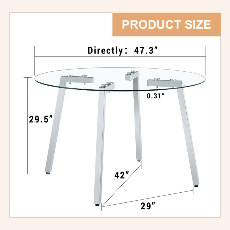 Modern Luxurious Round Tempered Glass Dining Table