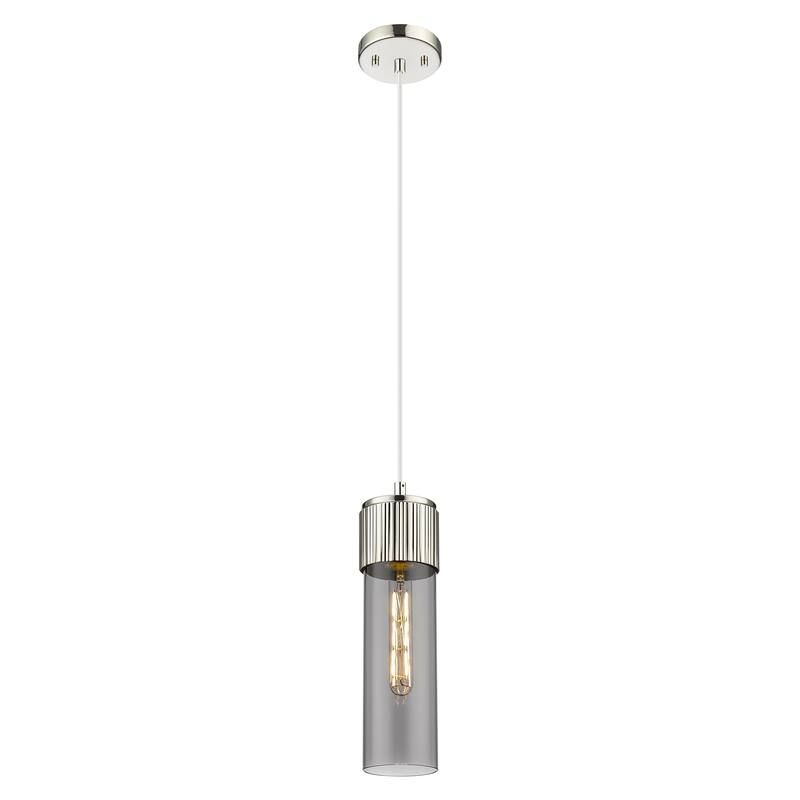 Innovations Lighting Downtown Urban - Bolivar - 1 Light 5 inch" Cord Hung Pendant with 12" Shade - Polished Nickel/Light Smoke Shade