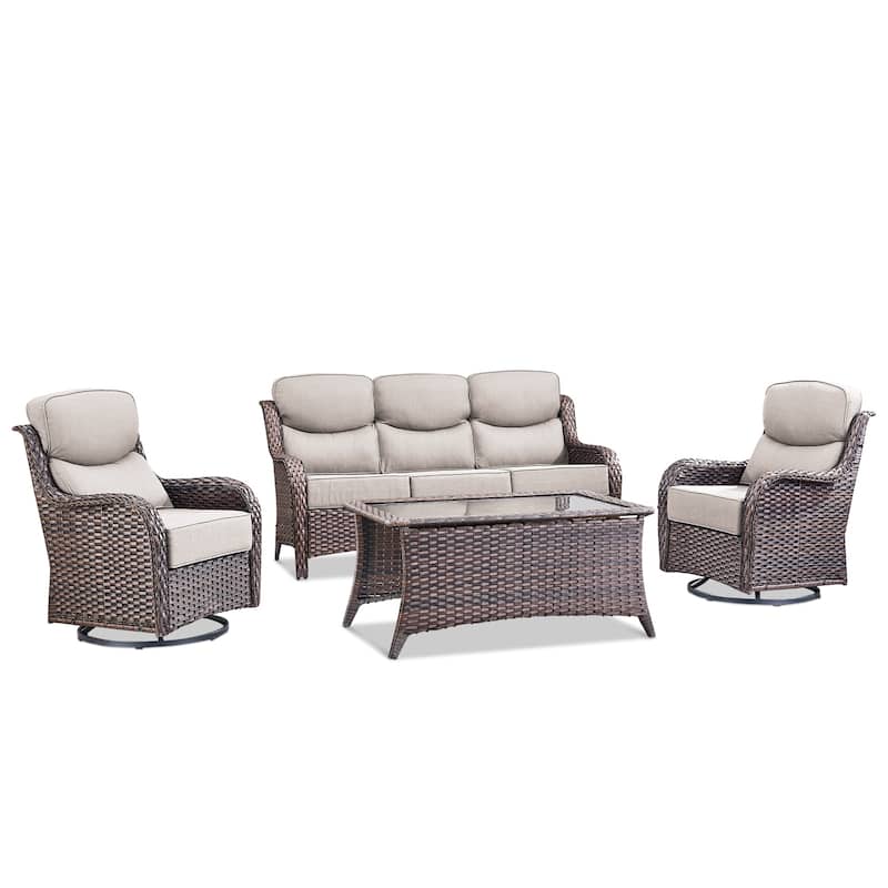 Pocassy Outdoor Sofa Patio Swivel Chairs Sets